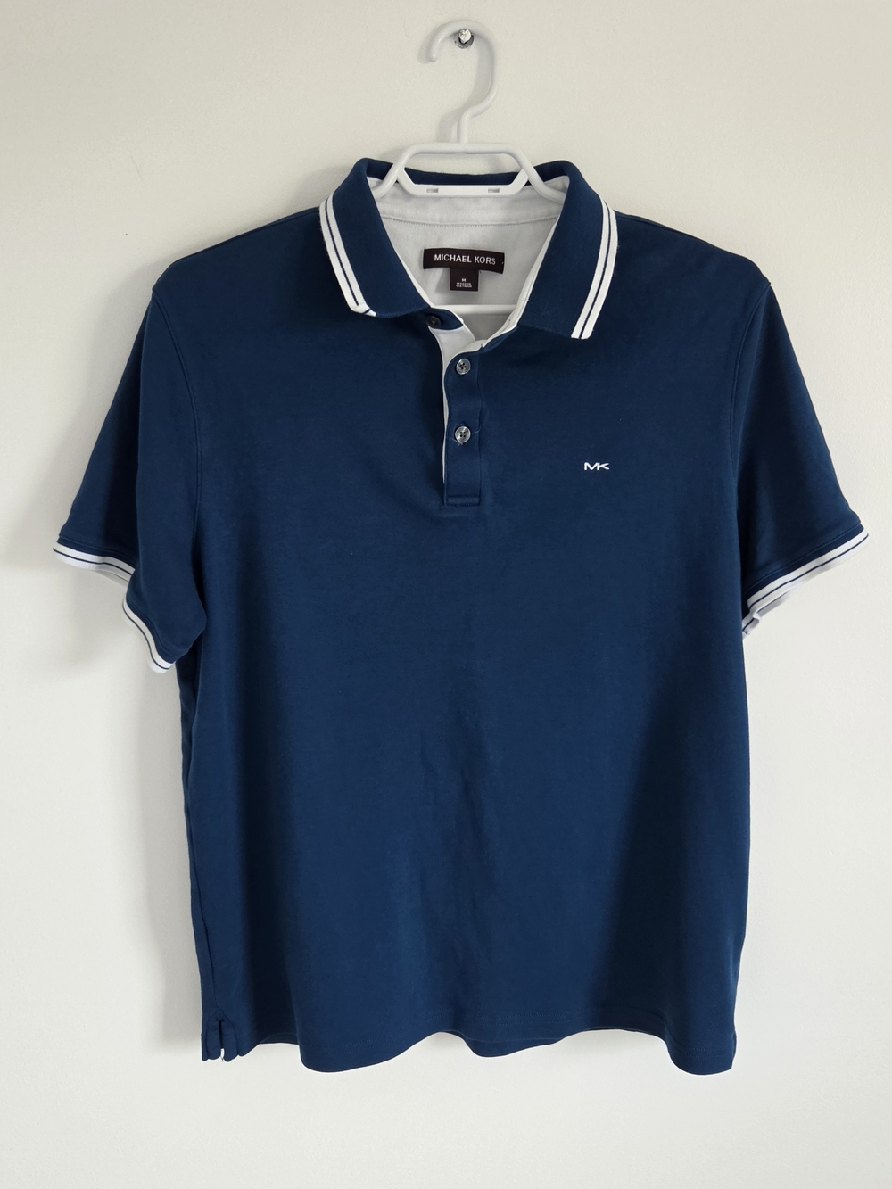 Michael Kors Navy Polo with White Trim and MK Logo